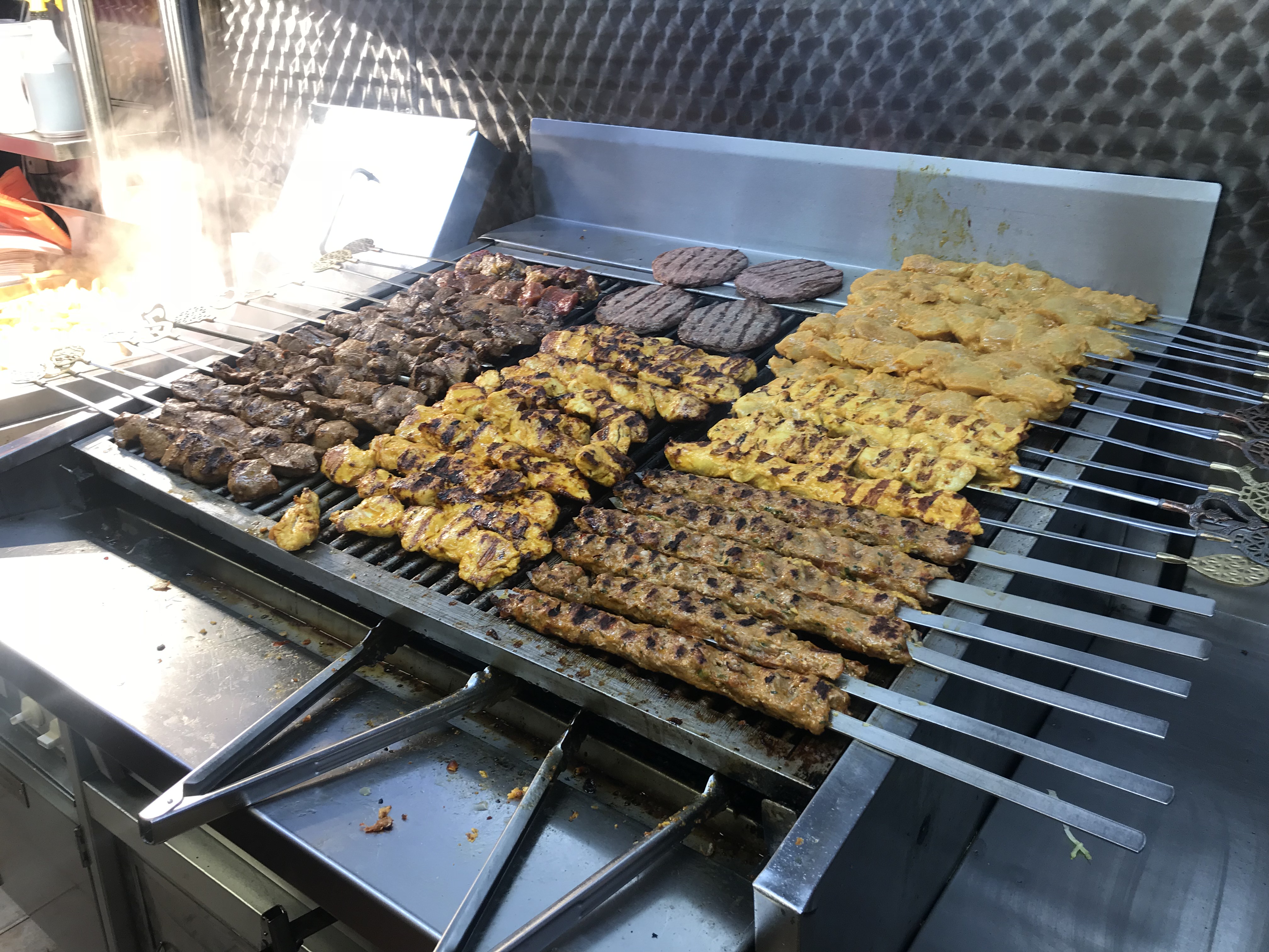 Chicken kebab with salad